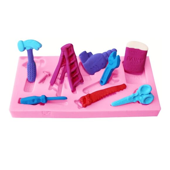 2 Pcs Hardware tools silicone jelly mold, ladder, hammer, screwdriver, scissors - Picture 3 of 7